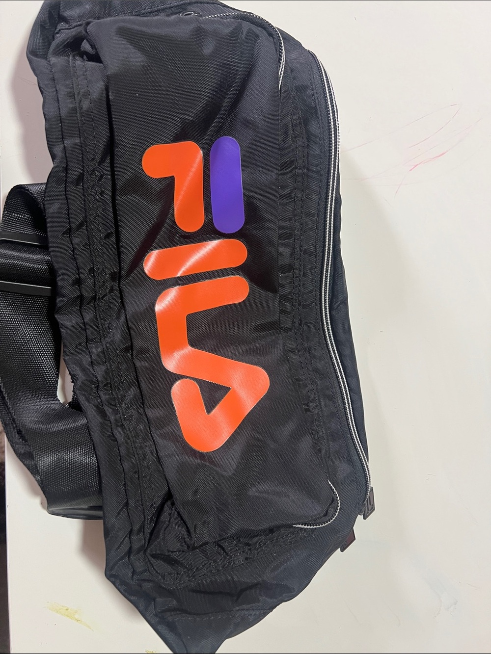 Fila Black Waist Bag with Orange and Purple Logo